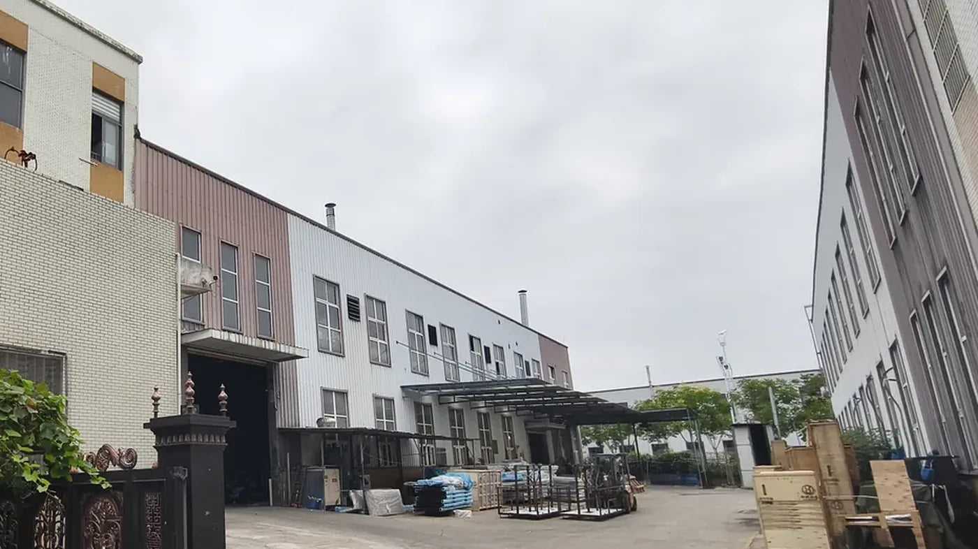 The works seen from the yard